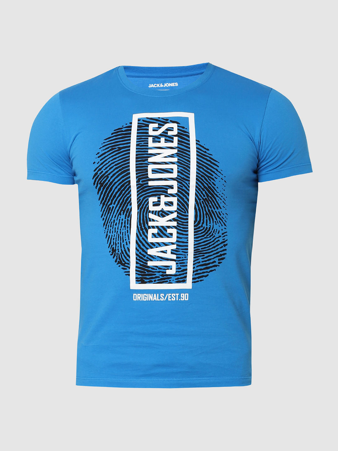 Blue Graphic Print Crew Neck T-Shirt Online in India - Flat 20% Off