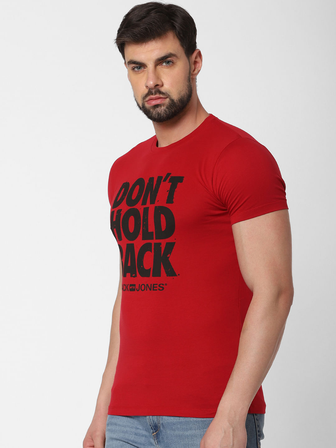 Red Logo Print Crew Neck T-Shirt