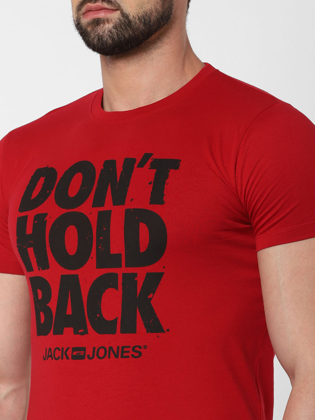 Red Logo Print Crew Neck T-Shirt