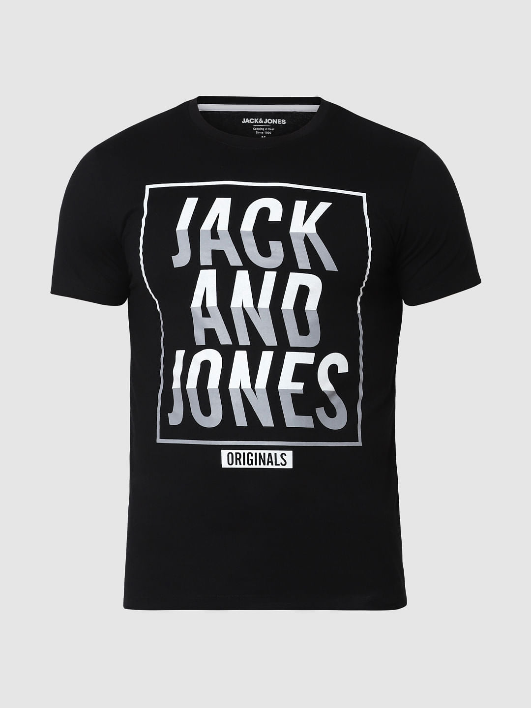 Black Logo Print Crew Neck T-Shirt Online in India - Flat 20% Off