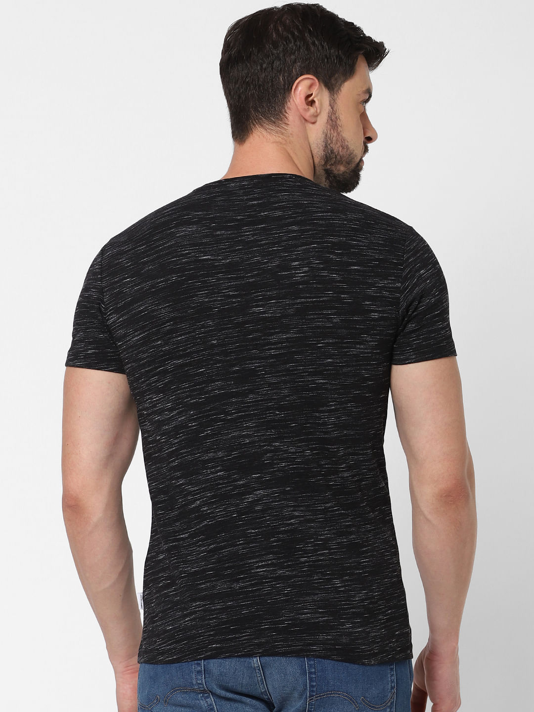 Black Logo Print Crew Neck T-Shirt Online in India - Flat 20% Off