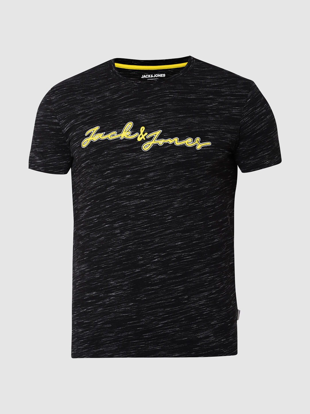 Black Logo Print Crew Neck T-Shirt Online in India - Flat 20% Off