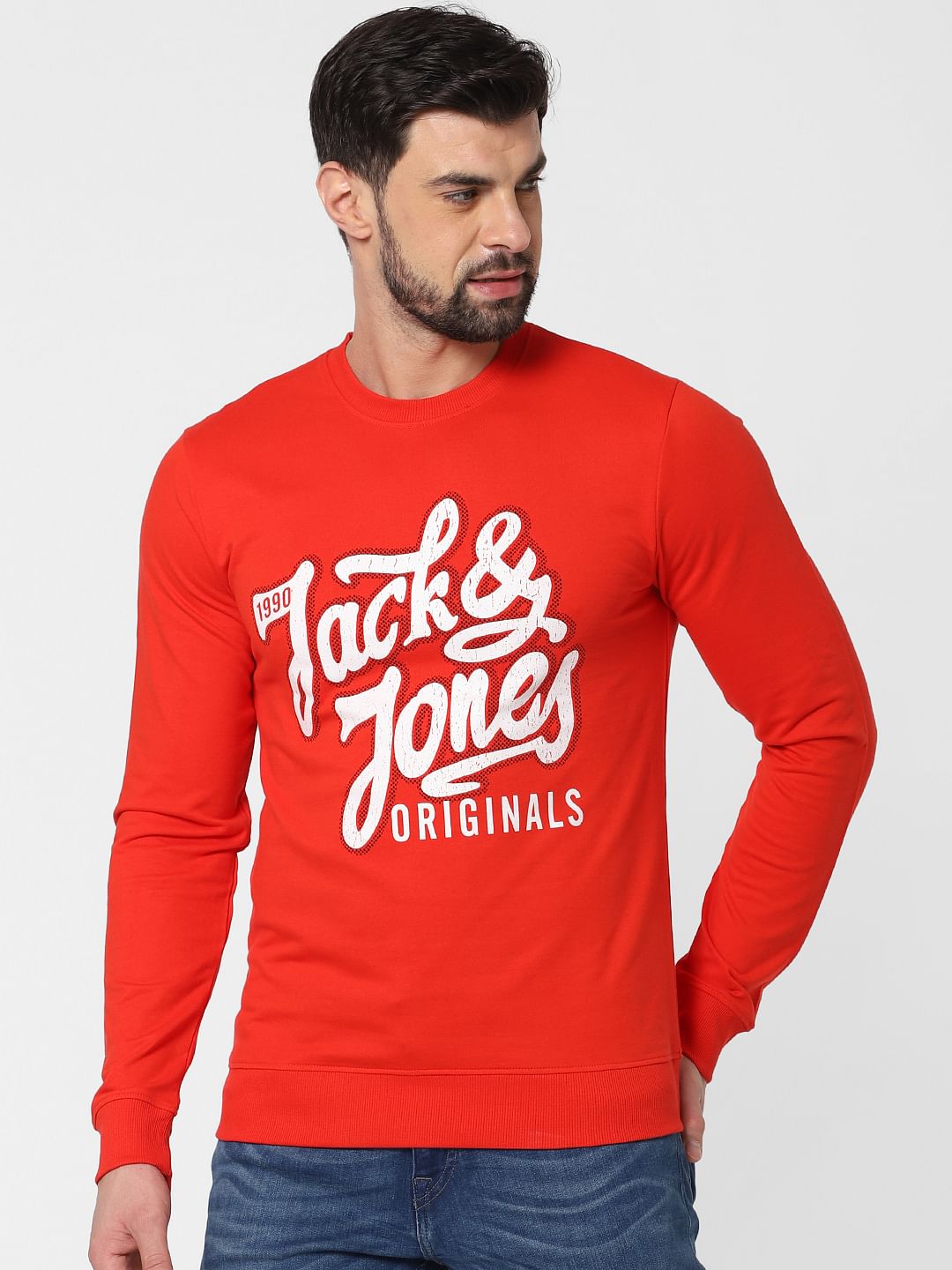 Red Logo Print Sweatshirt