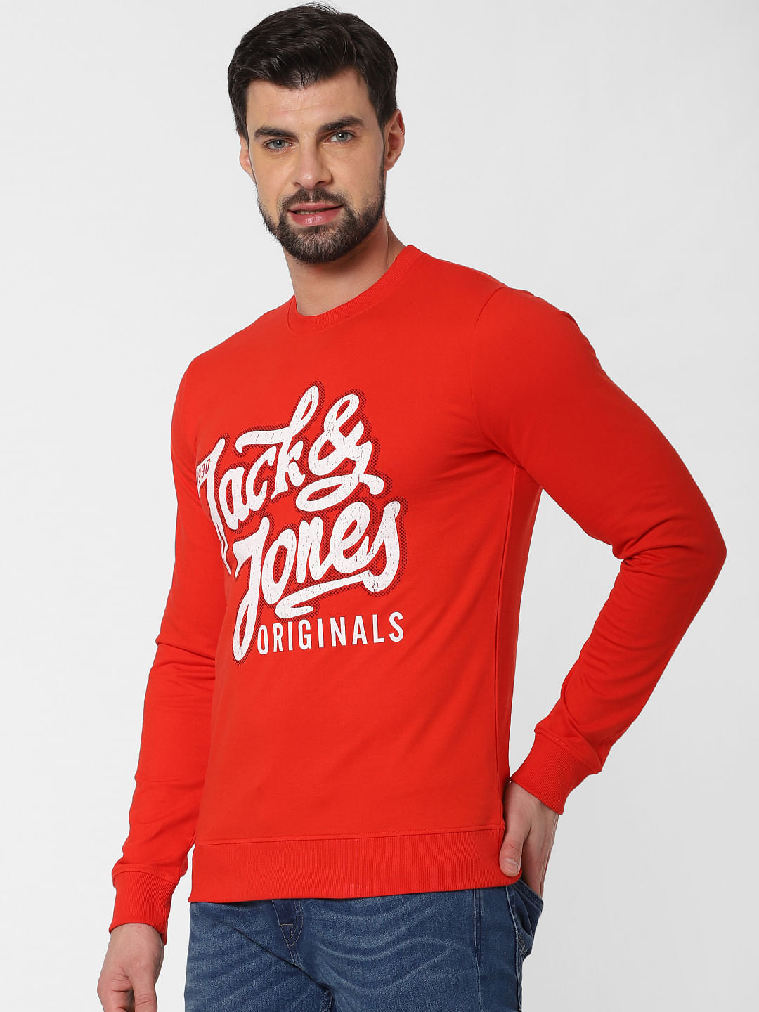 Red Logo Print Sweatshirt