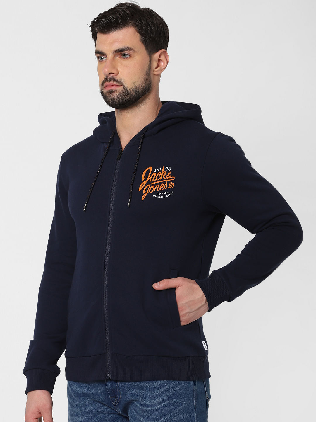 Navy Blue Hooded Sweatshirt