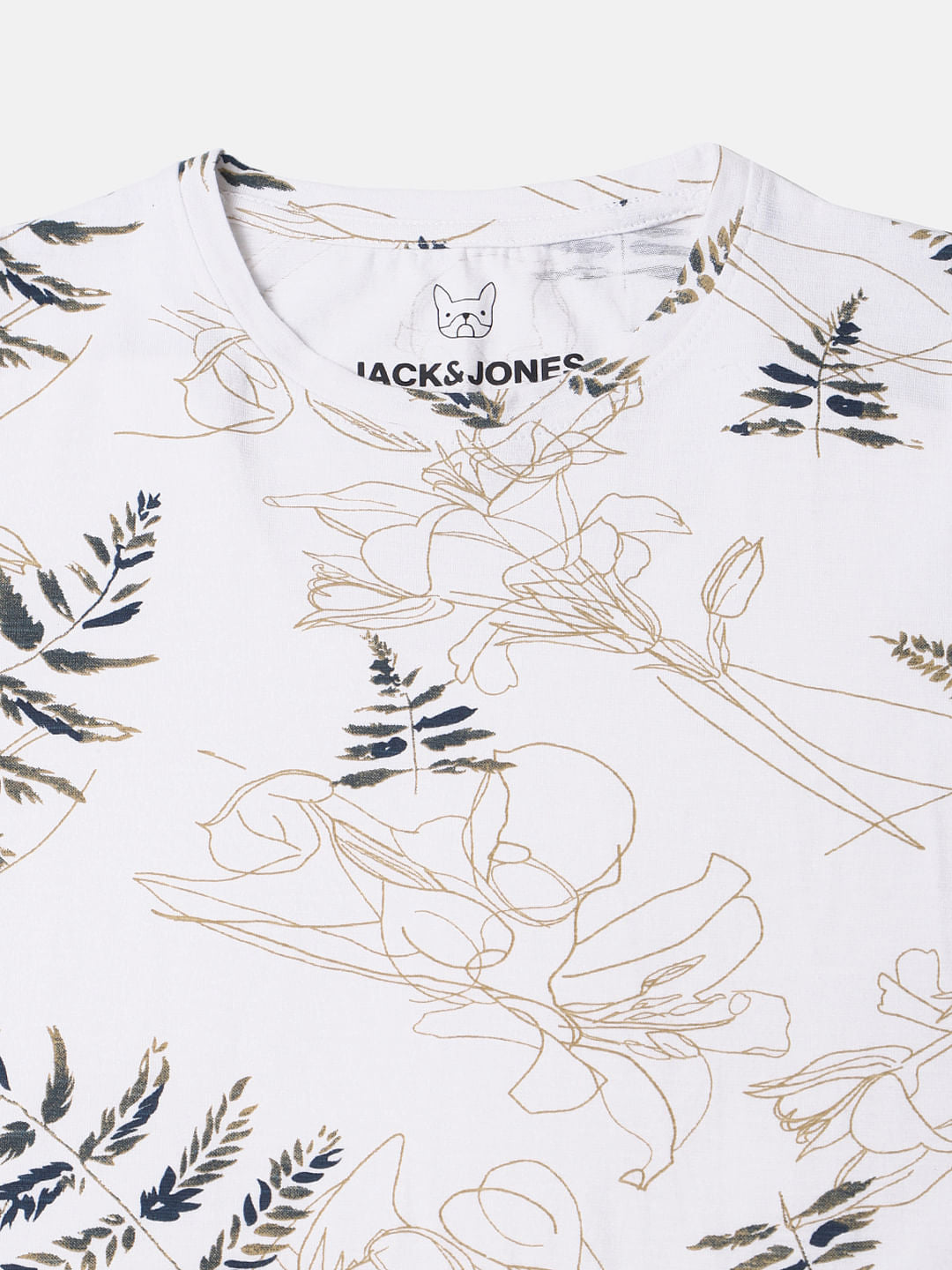 Boys White Tropical Print Crew Neck T-shirt