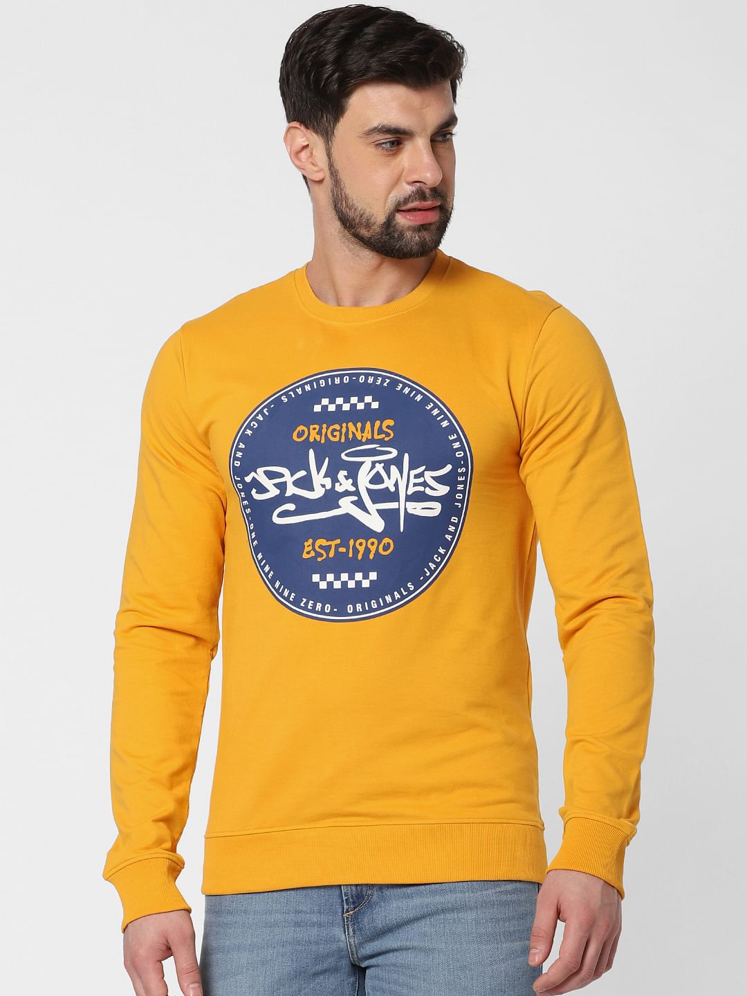 Yellow Logo Print Sweatshirt