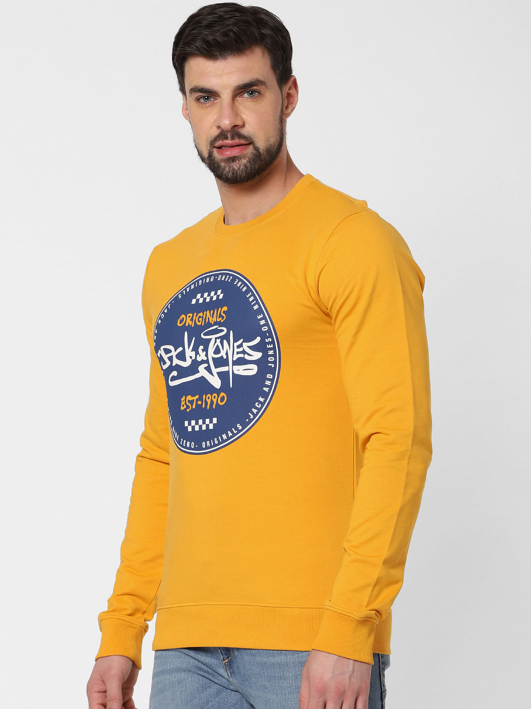 Yellow Logo Print Sweatshirt