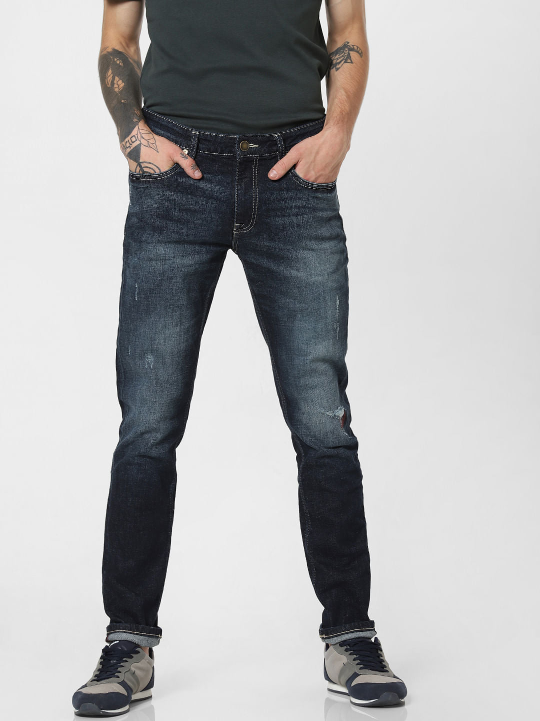 Blue Low Rise Faded Glenn Slim Fit Jeans