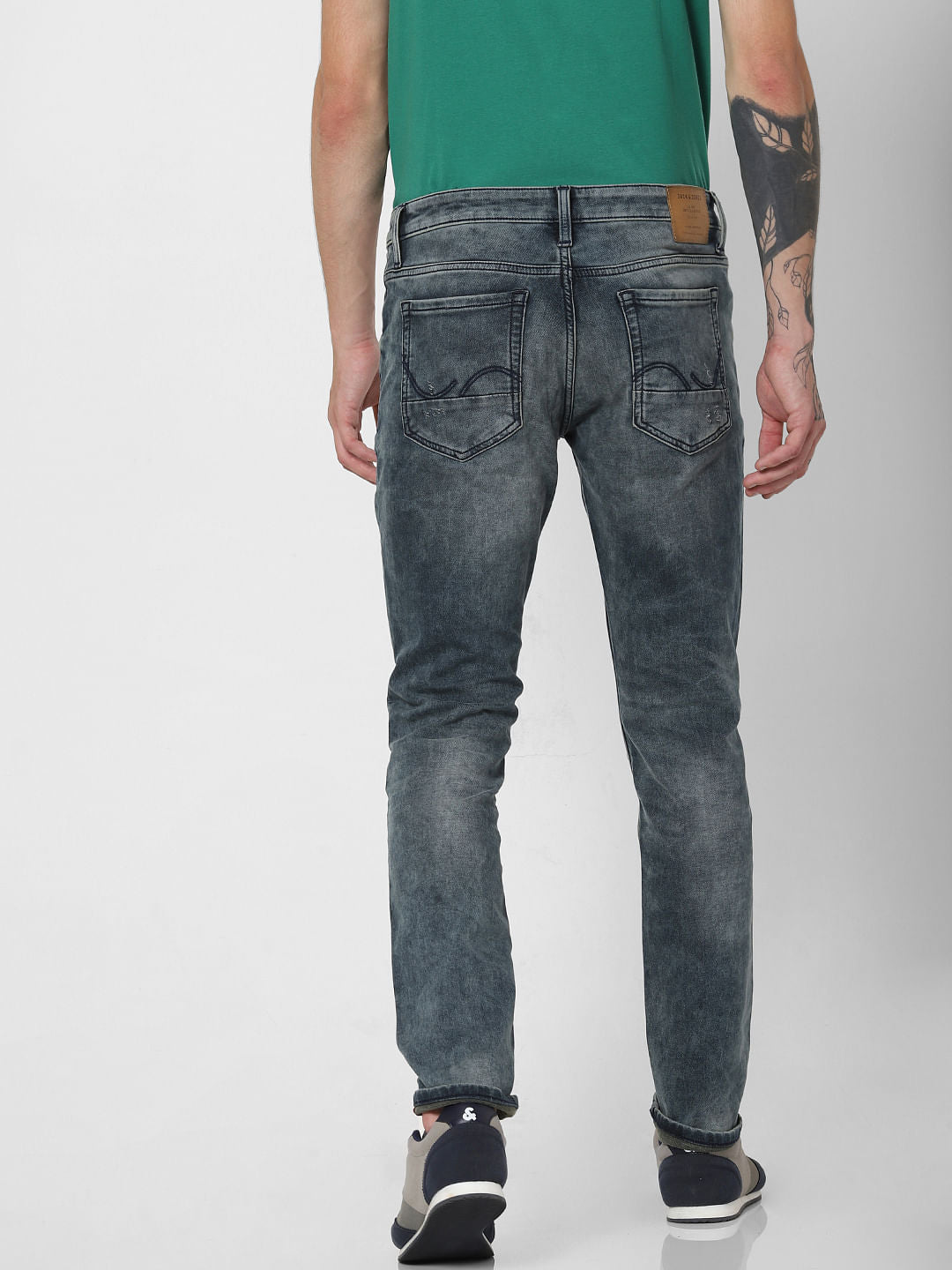 Blue Low Rise Heavily Faded Glenn Slim Jeans