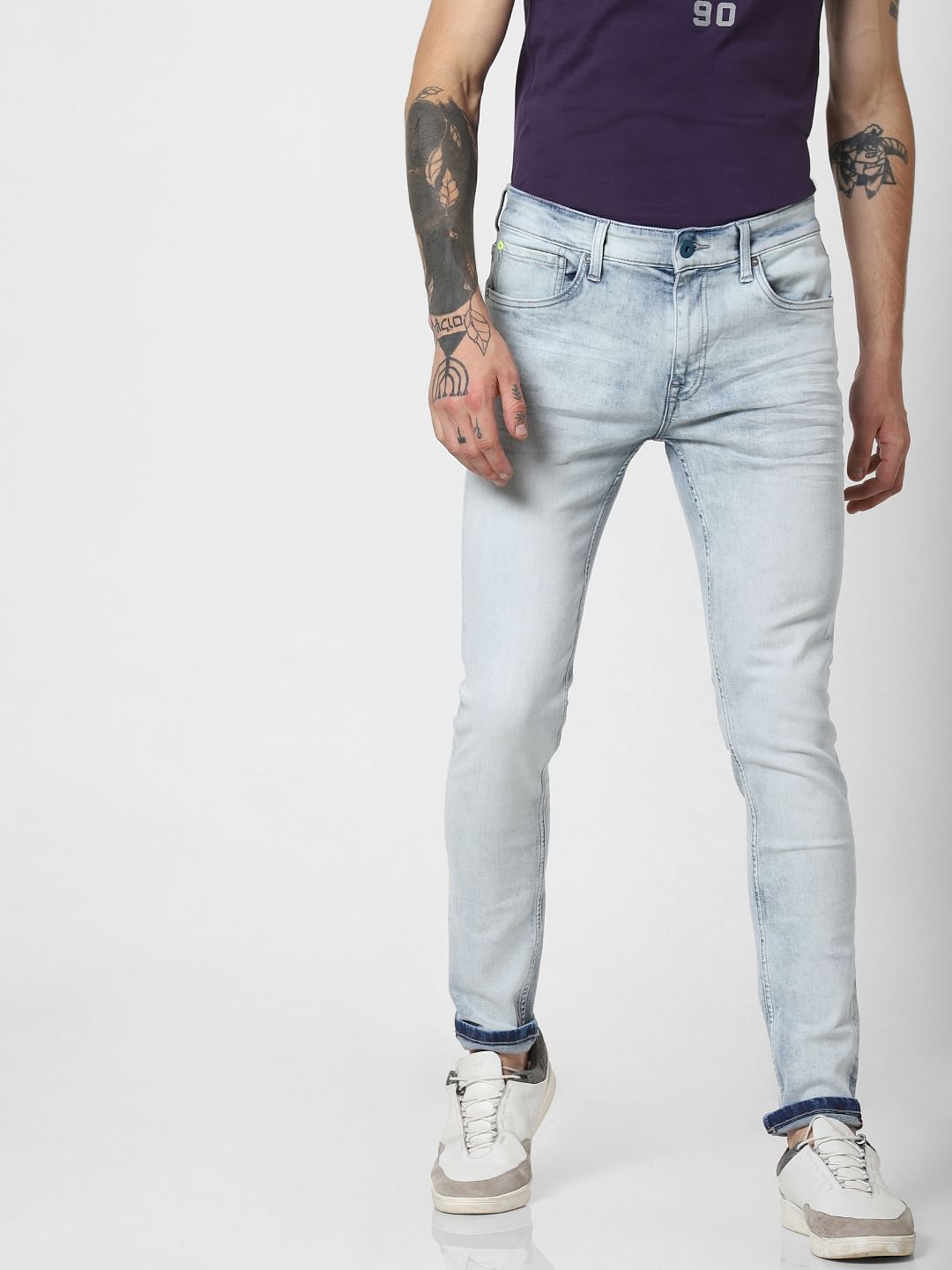 Light Blue Low Rise Faded Liam Skinny Jeans