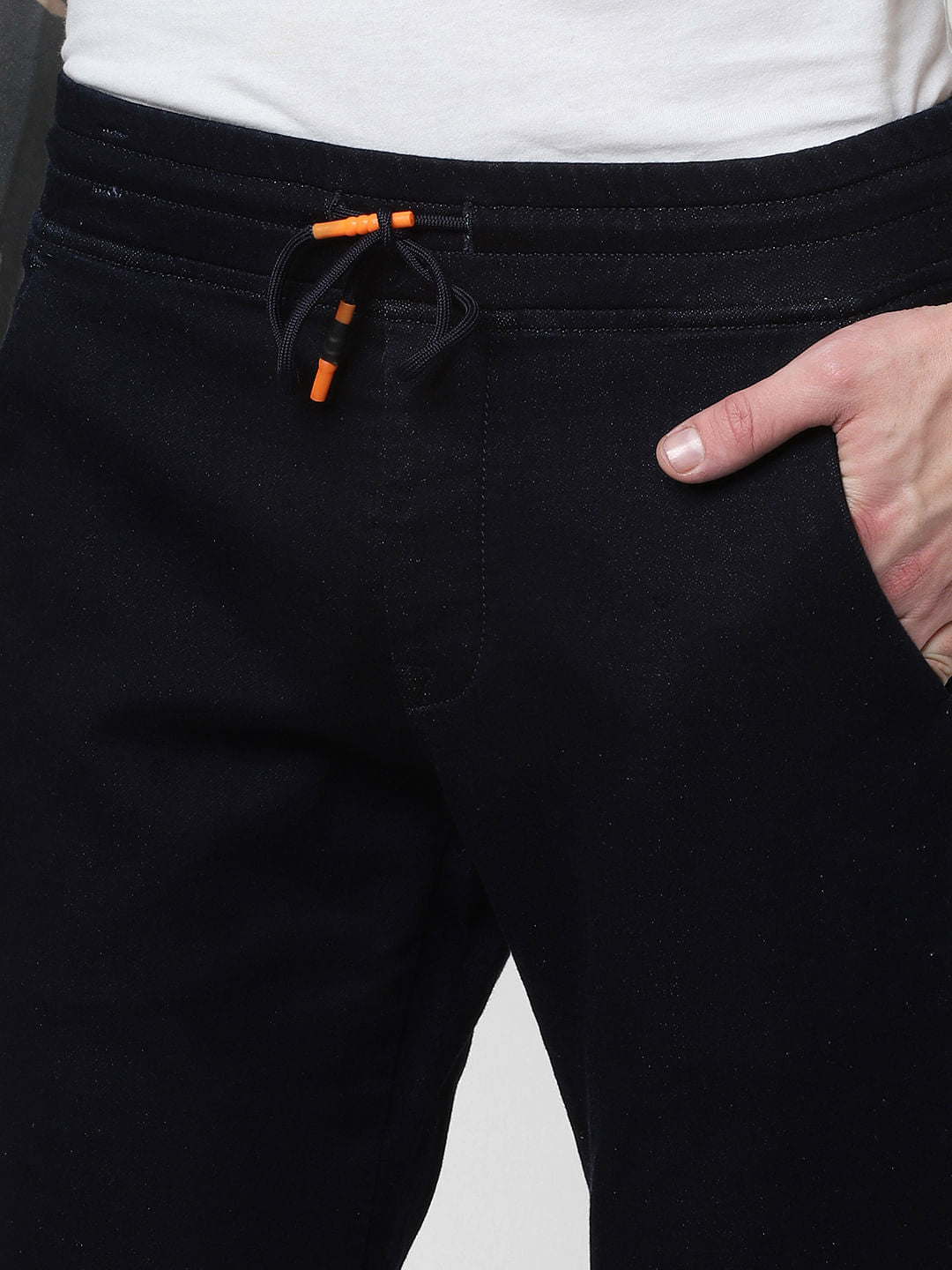 Dark Blue Low Rise Drawstring Glenn Slim Fit Jeans