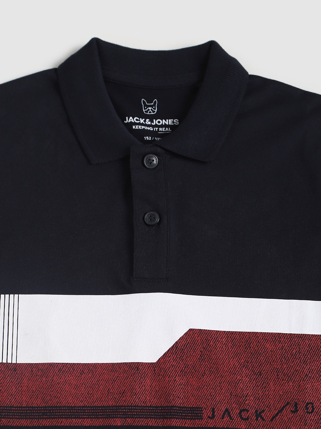 Boys Blue Logo Print Polo Neck T-shirt
