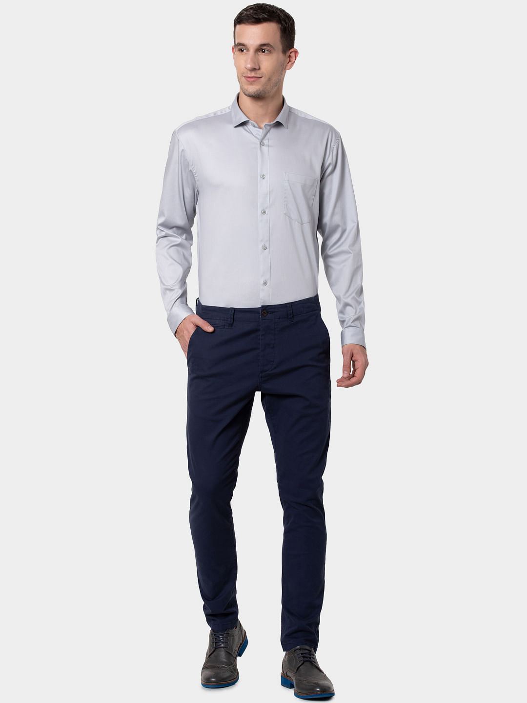 Grey Formal Full Sleeves Shirt
