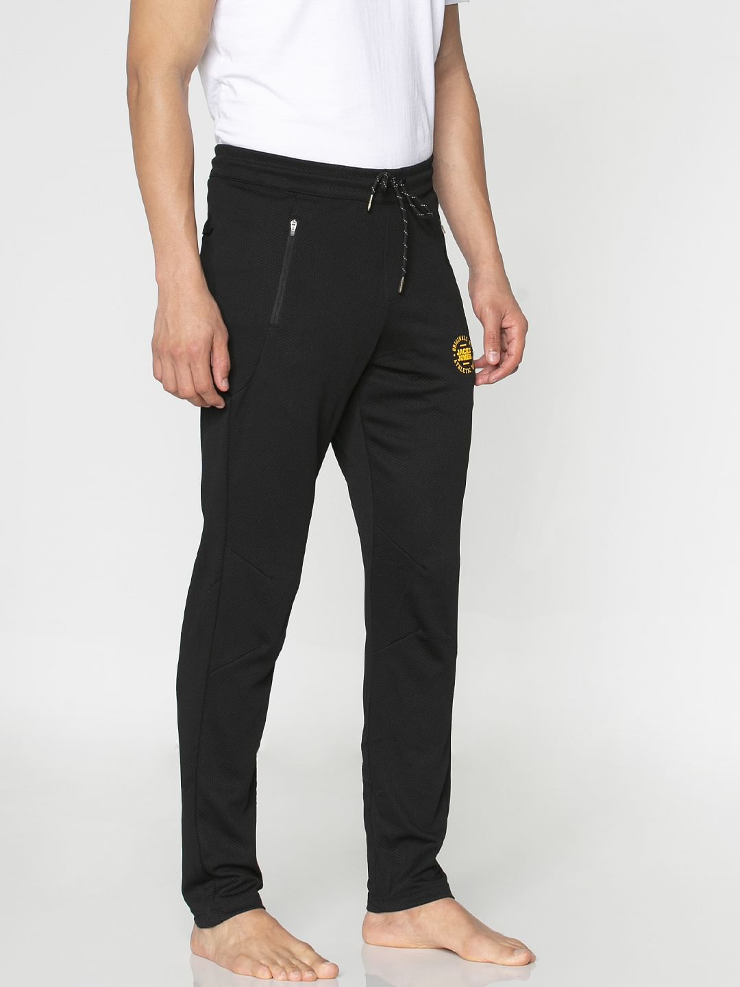 Black Textured Trackpants