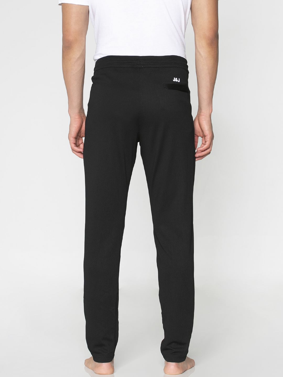 Black Textured Trackpants