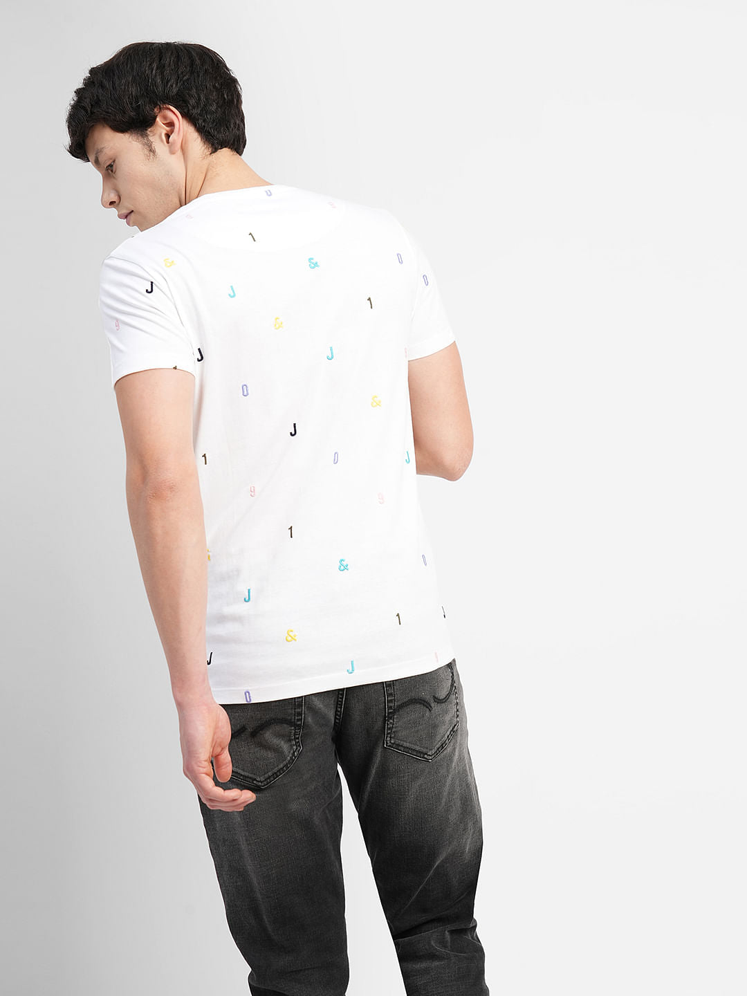 White Logo Print Crew Neck T-shirt