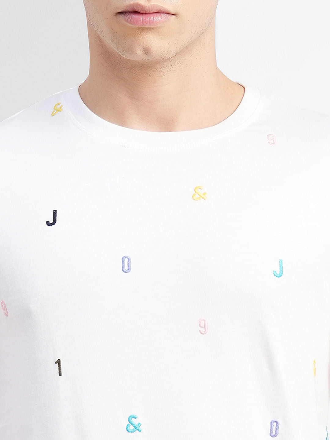 White Logo Print Crew Neck T-shirt