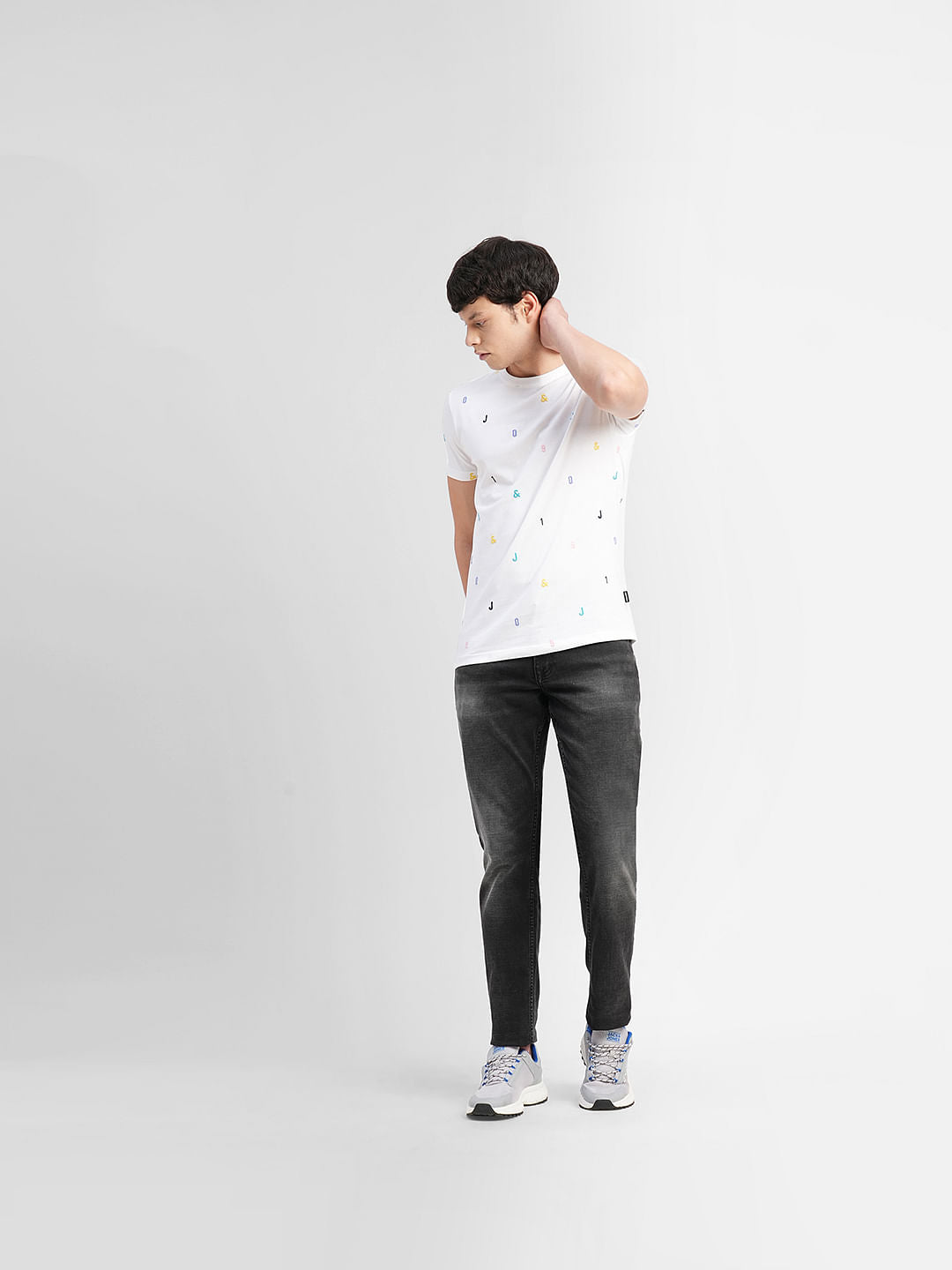 White Logo Print Crew Neck T-shirt