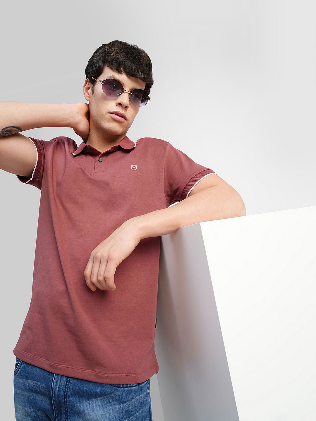 Red Polo Neck T-shirt