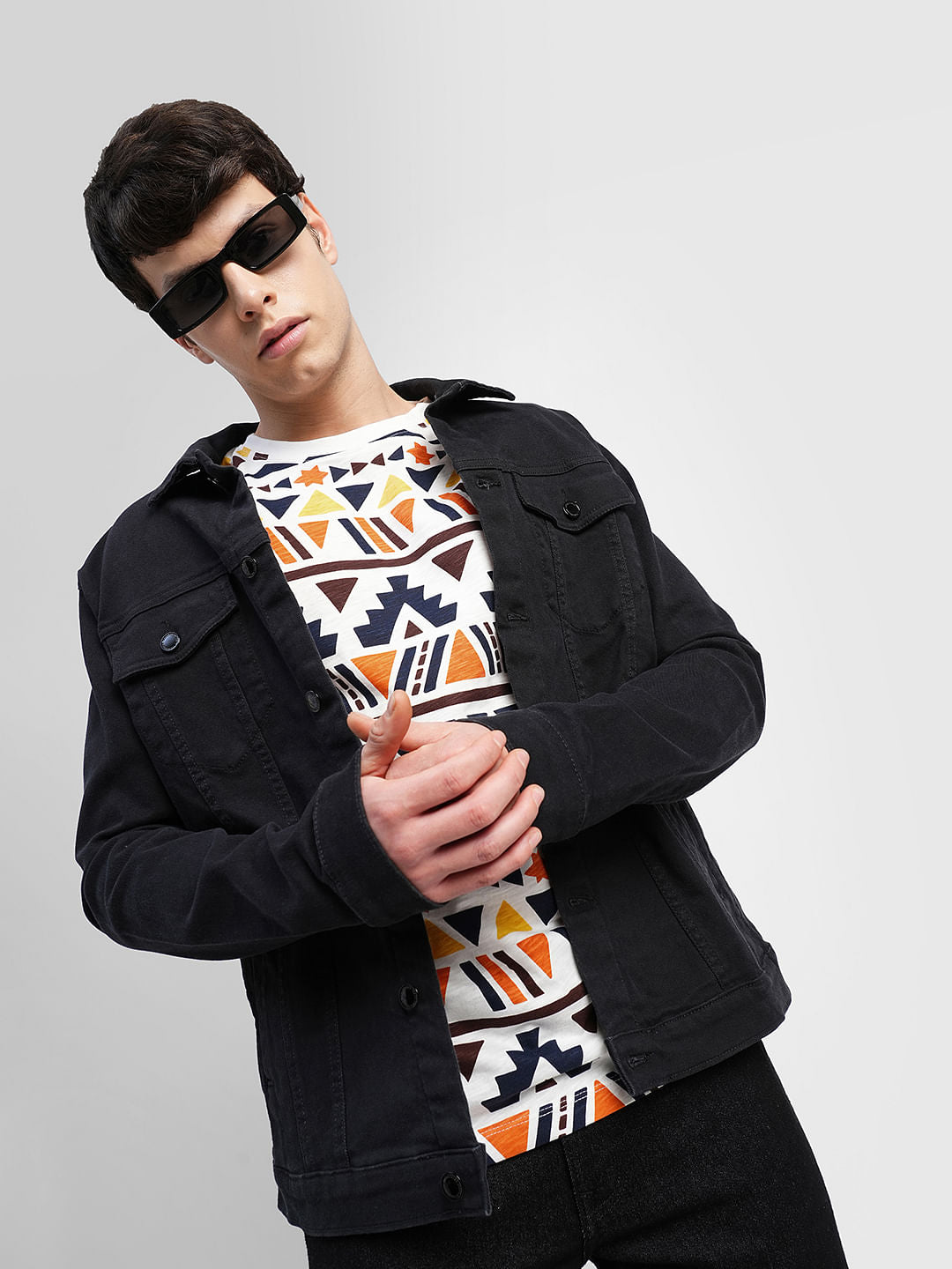 White Abstract Print Crew Neck T-shirt
