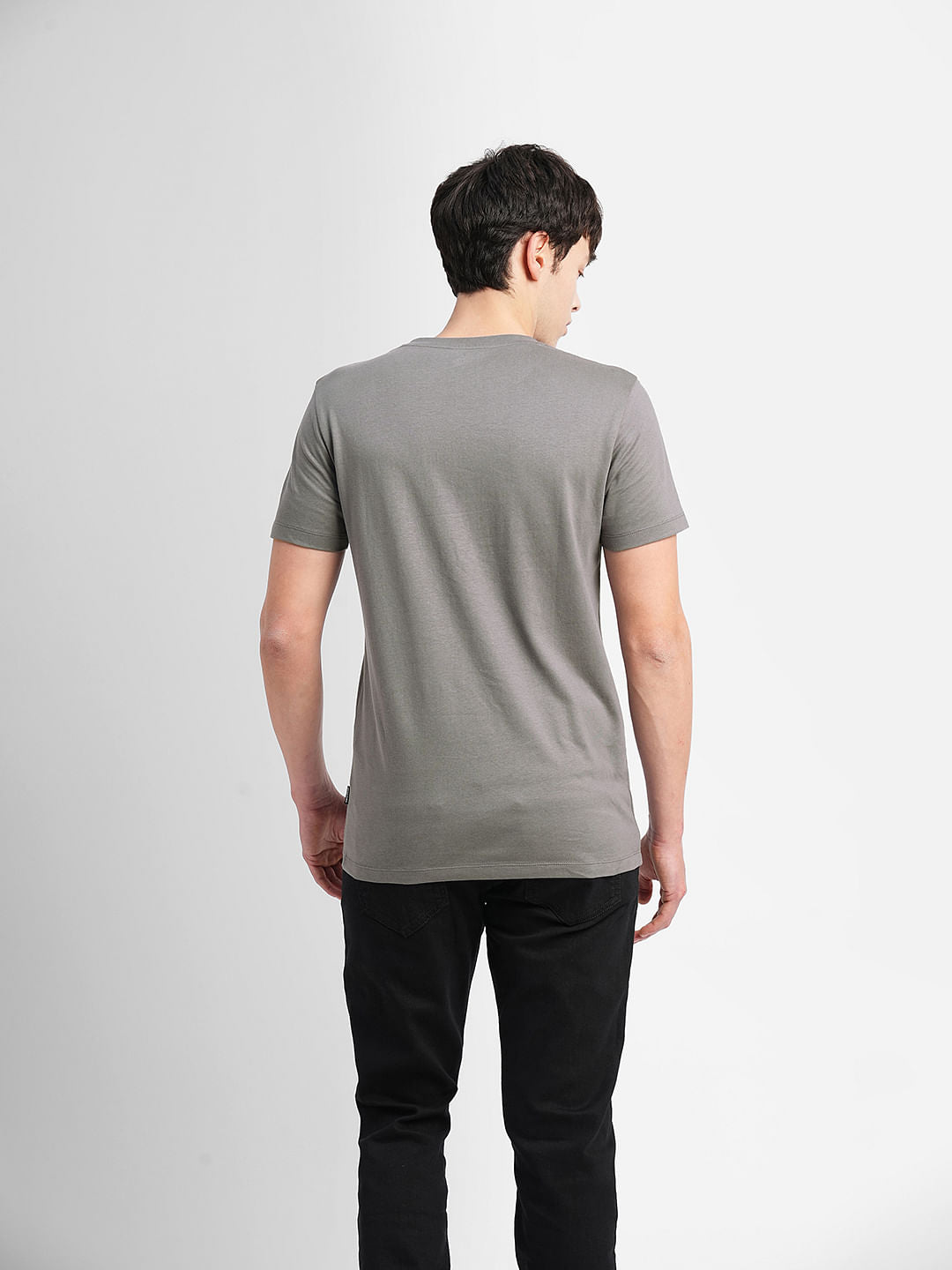 Grey Graphic Print Crew Neck T-shirt
