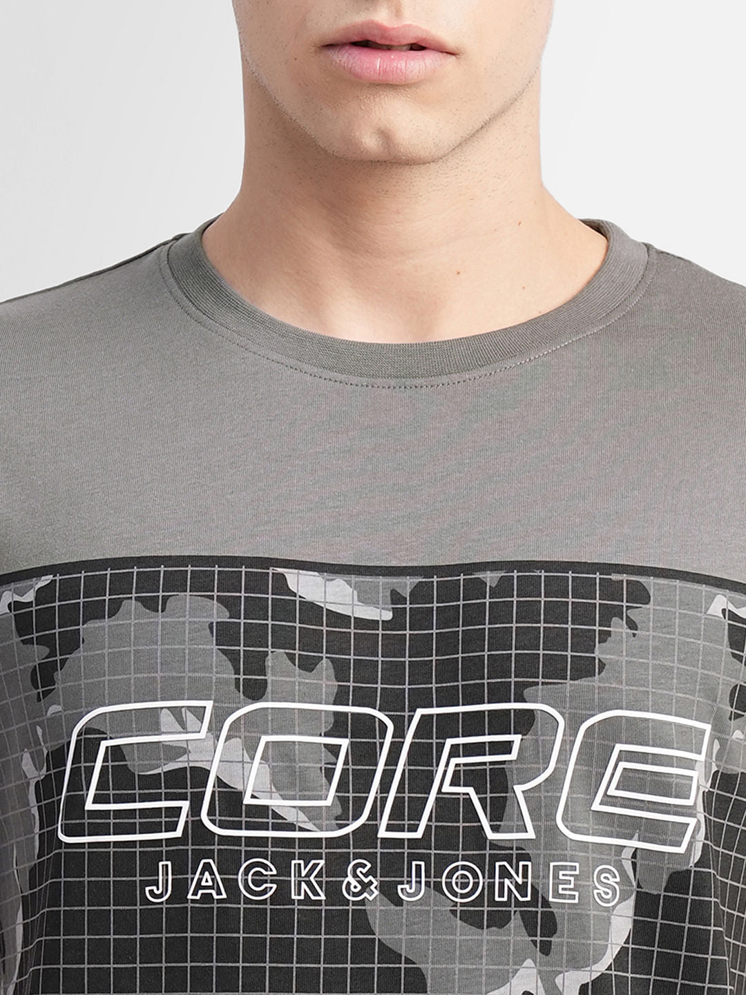 Grey Graphic Print Crew Neck T-shirt