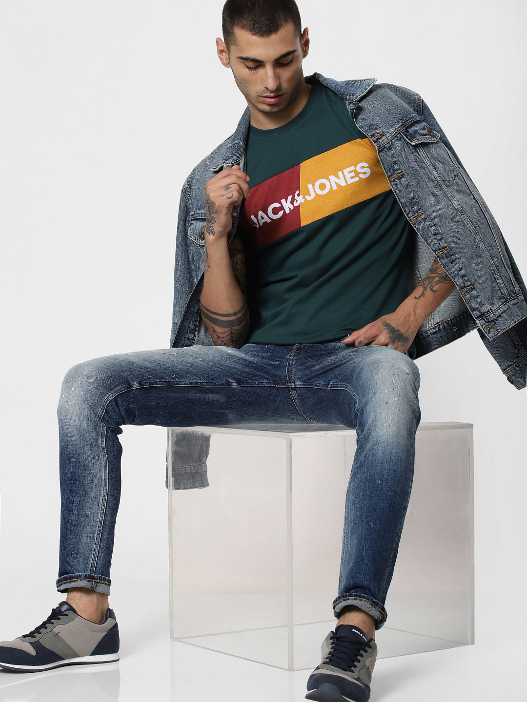 Green Logo Print Crew Neck T-Shirt