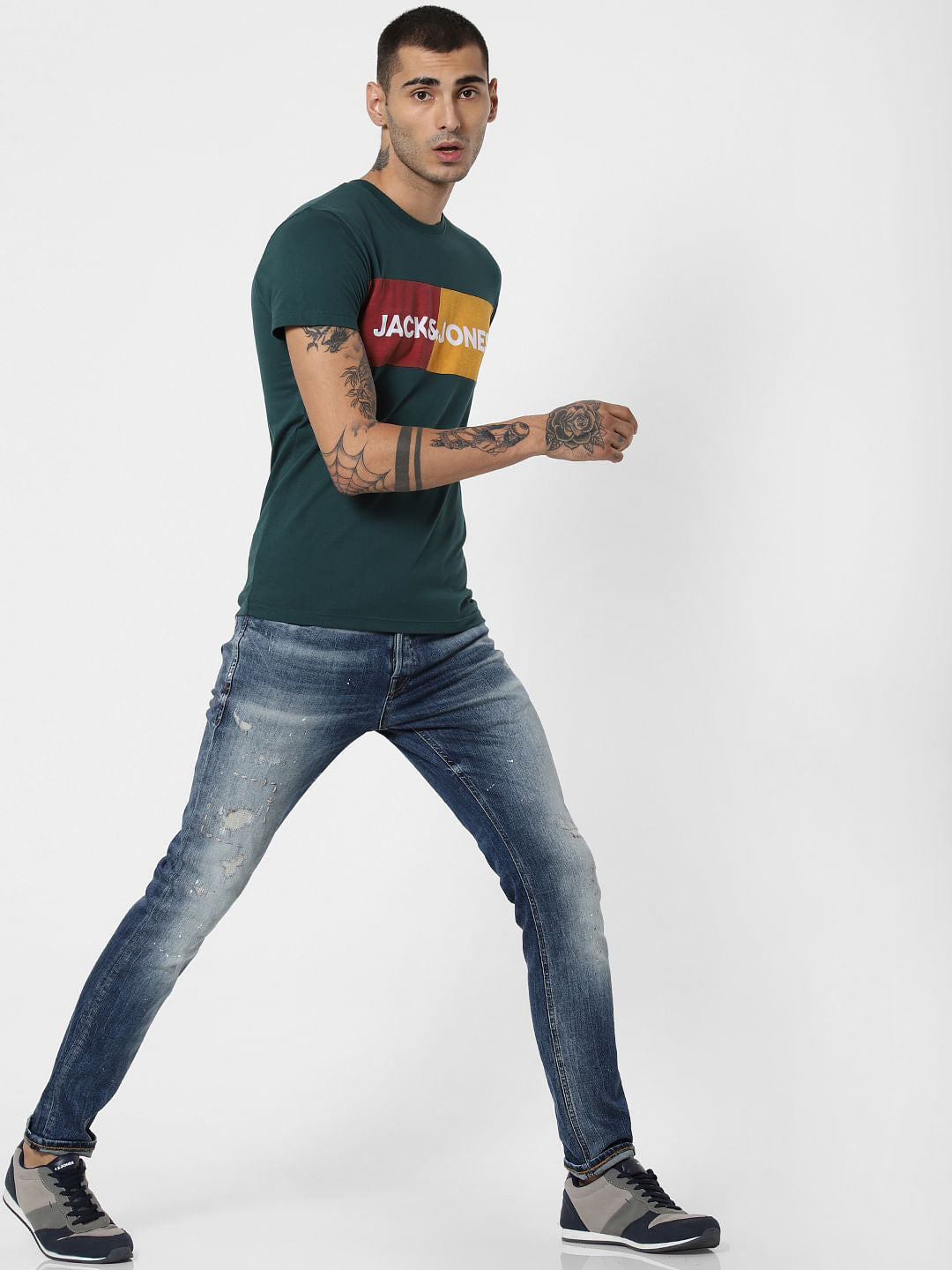 Green Logo Print Crew Neck T-Shirt
