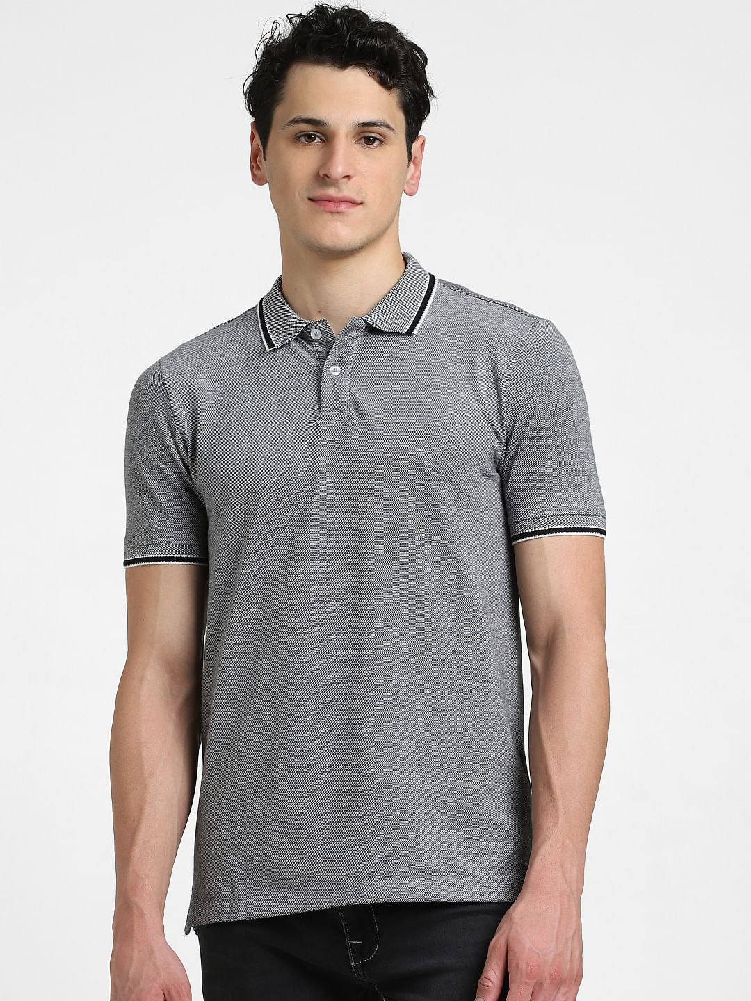 Black Cotton Polo T-shirt