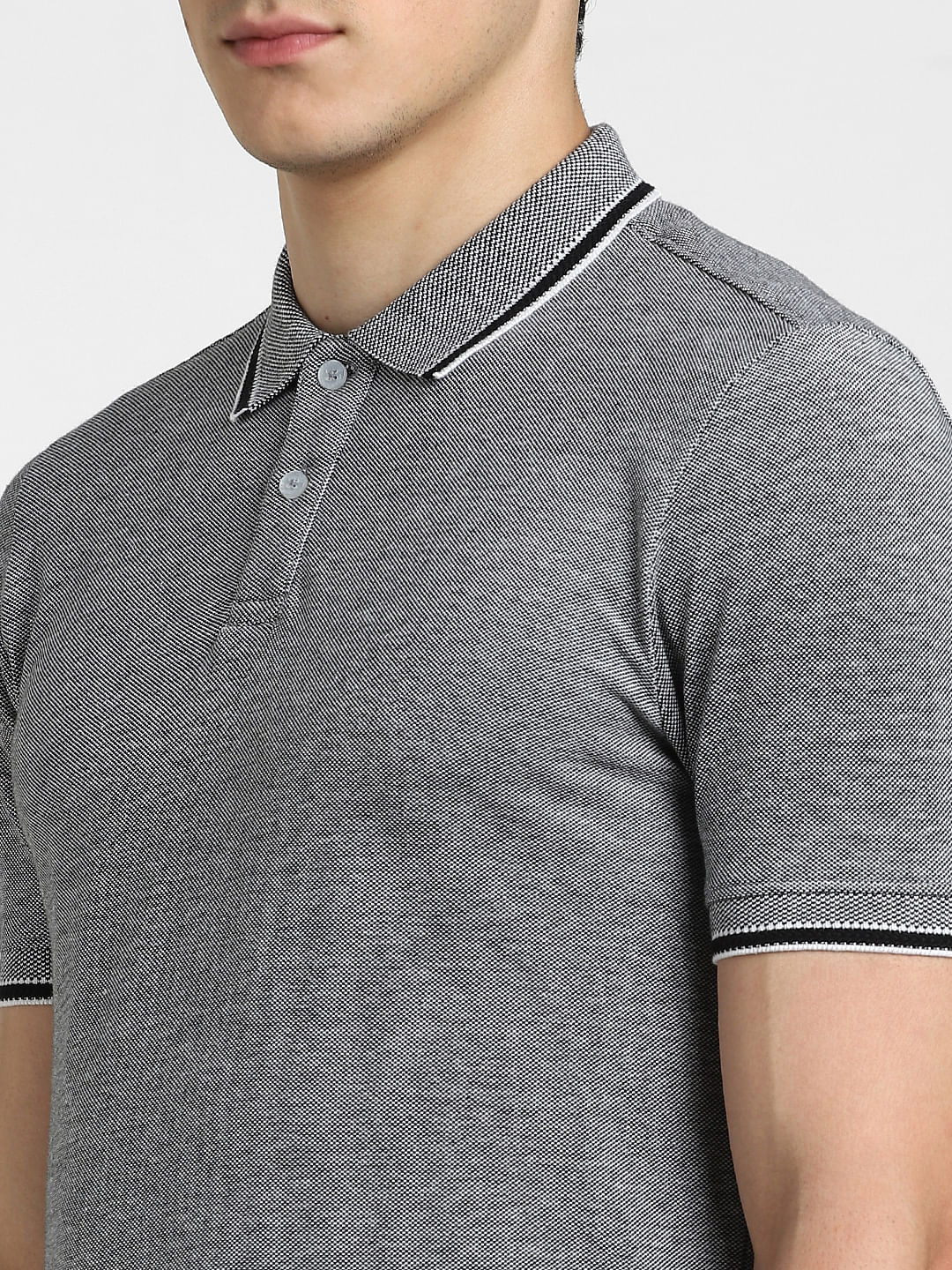 Black Cotton Polo T-shirt
