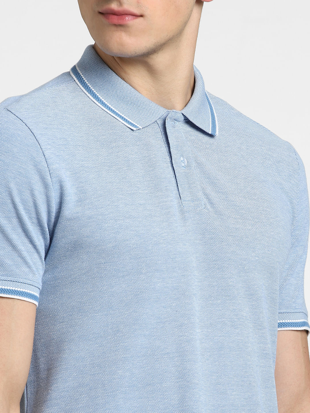 Light Blue Cotton Polo T-shirt