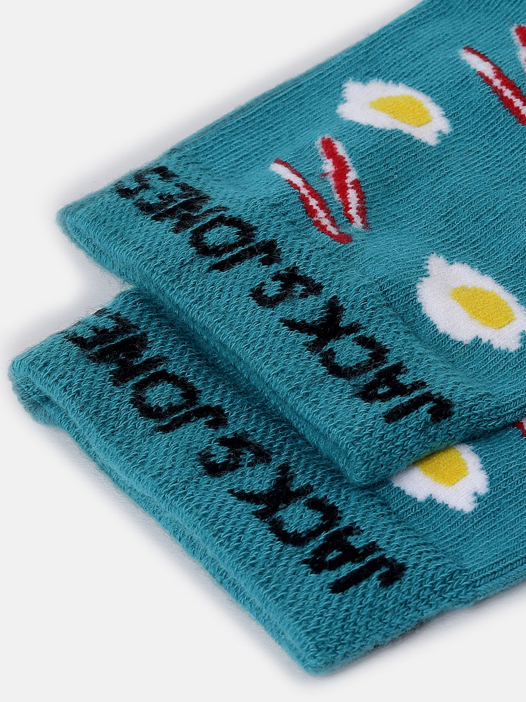 Teal Printed Mid Calf Length Socks