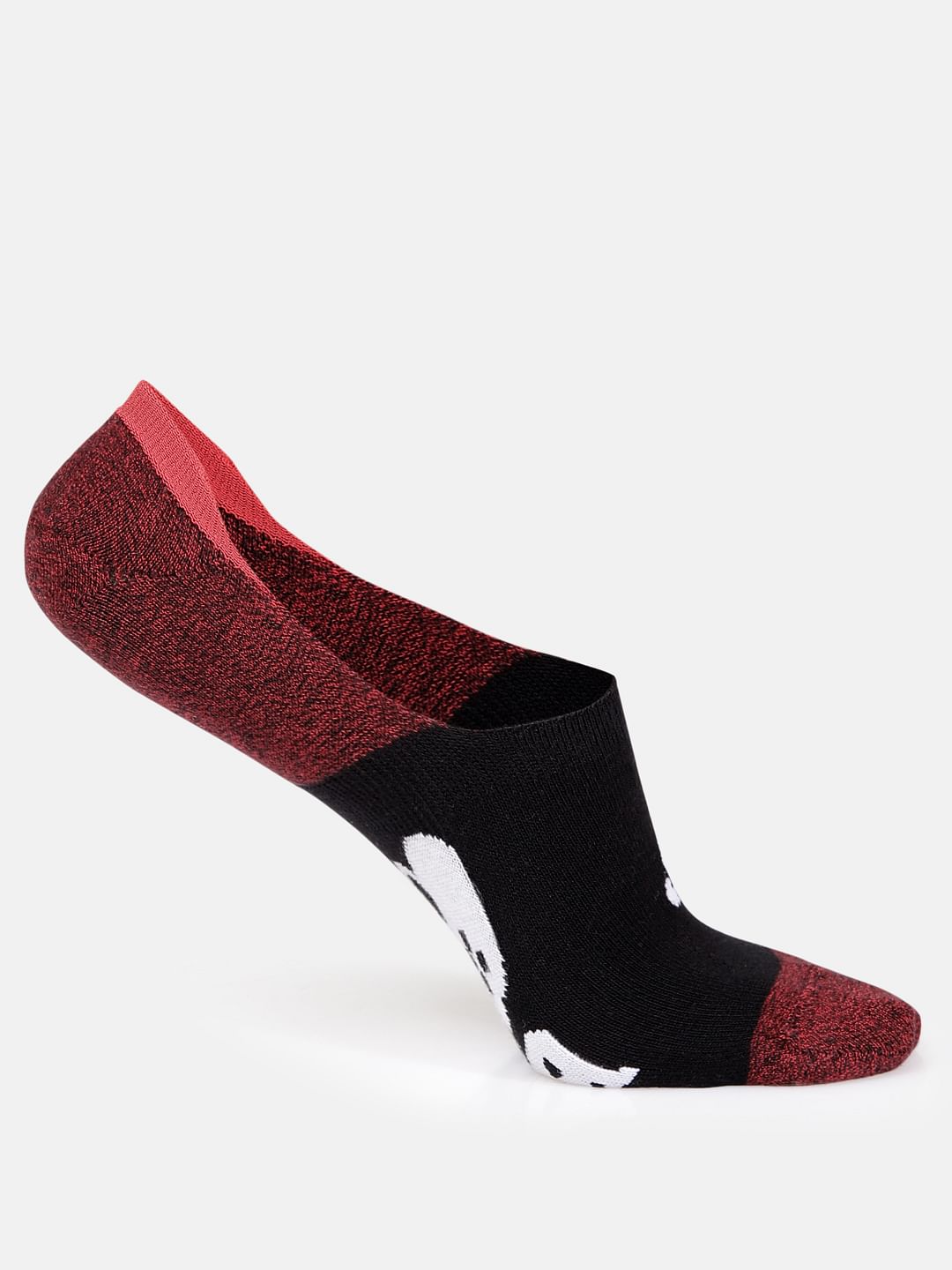 Pack of Two No Show Socks - Dark Grey & Red