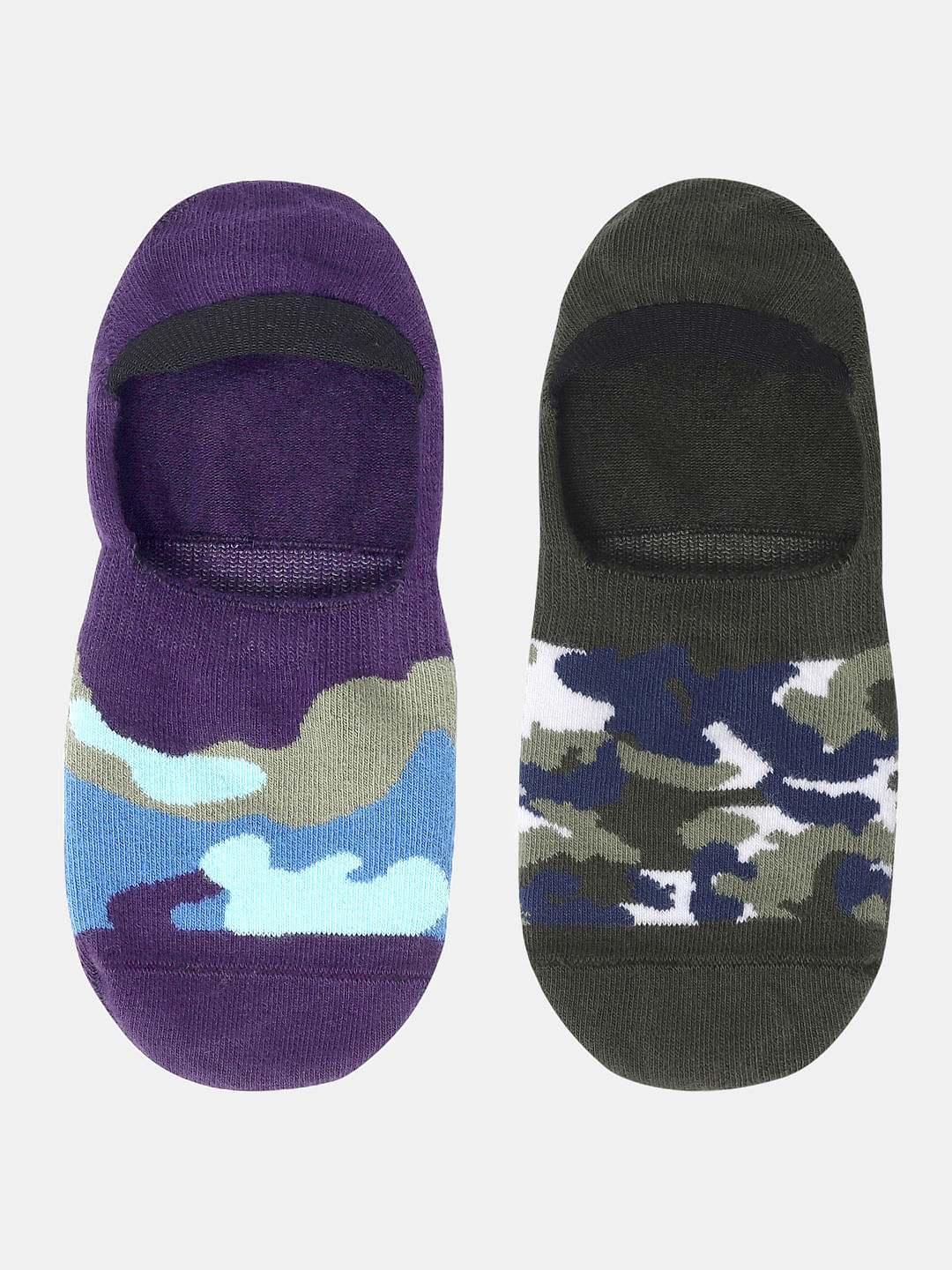 Pack of Two Camo Print No Show Socks