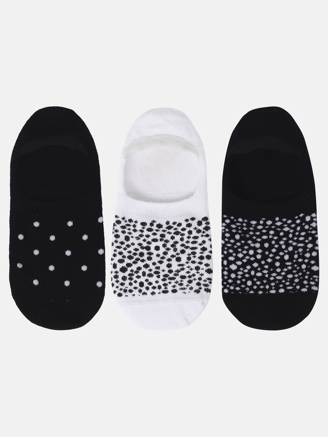 Pack of Three Monochrome No Show Socks