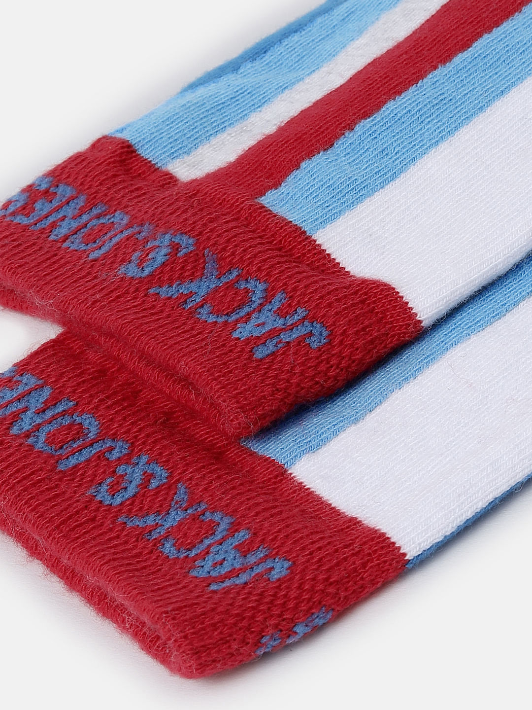Blue Striped Mid Calf Length Socks