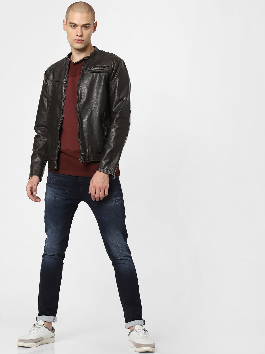 Dark Blue Low Rise Faded Skinny Fit Jeans