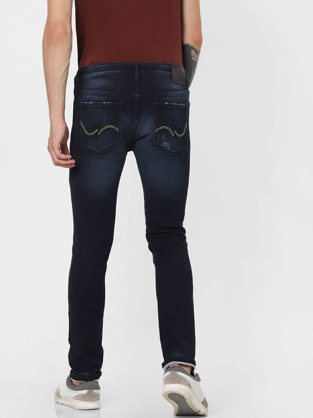 Dark Blue Low Rise Faded Skinny Fit Jeans