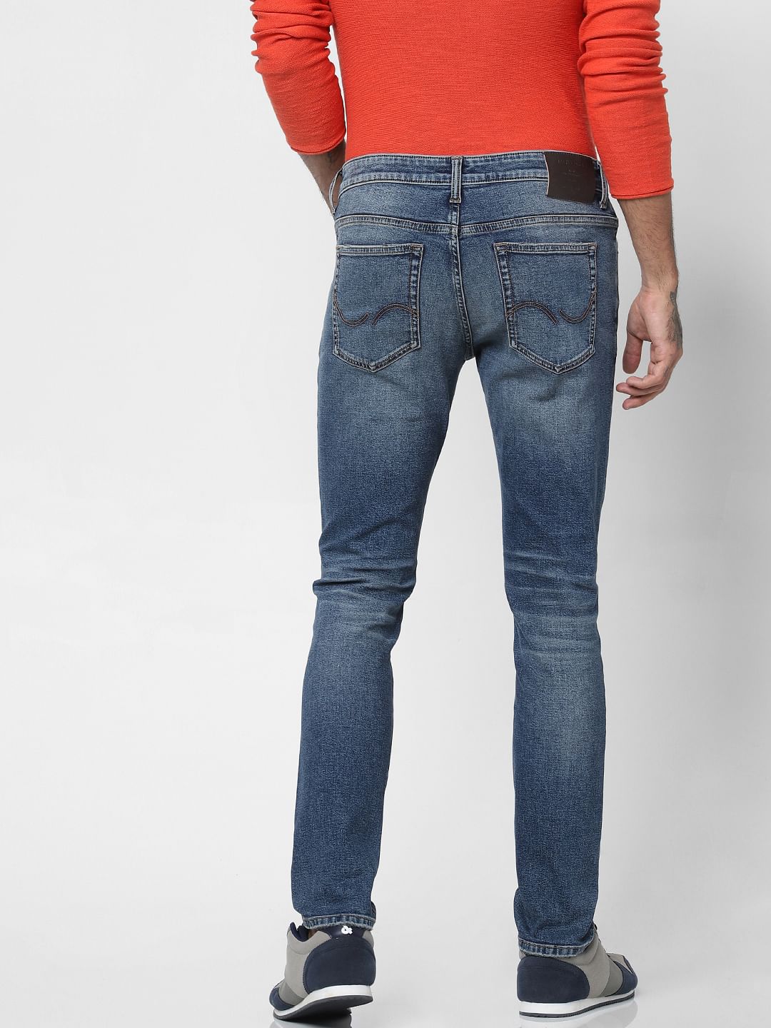 Blue Low Rise Ripped Glenn Slim Fit Jeans