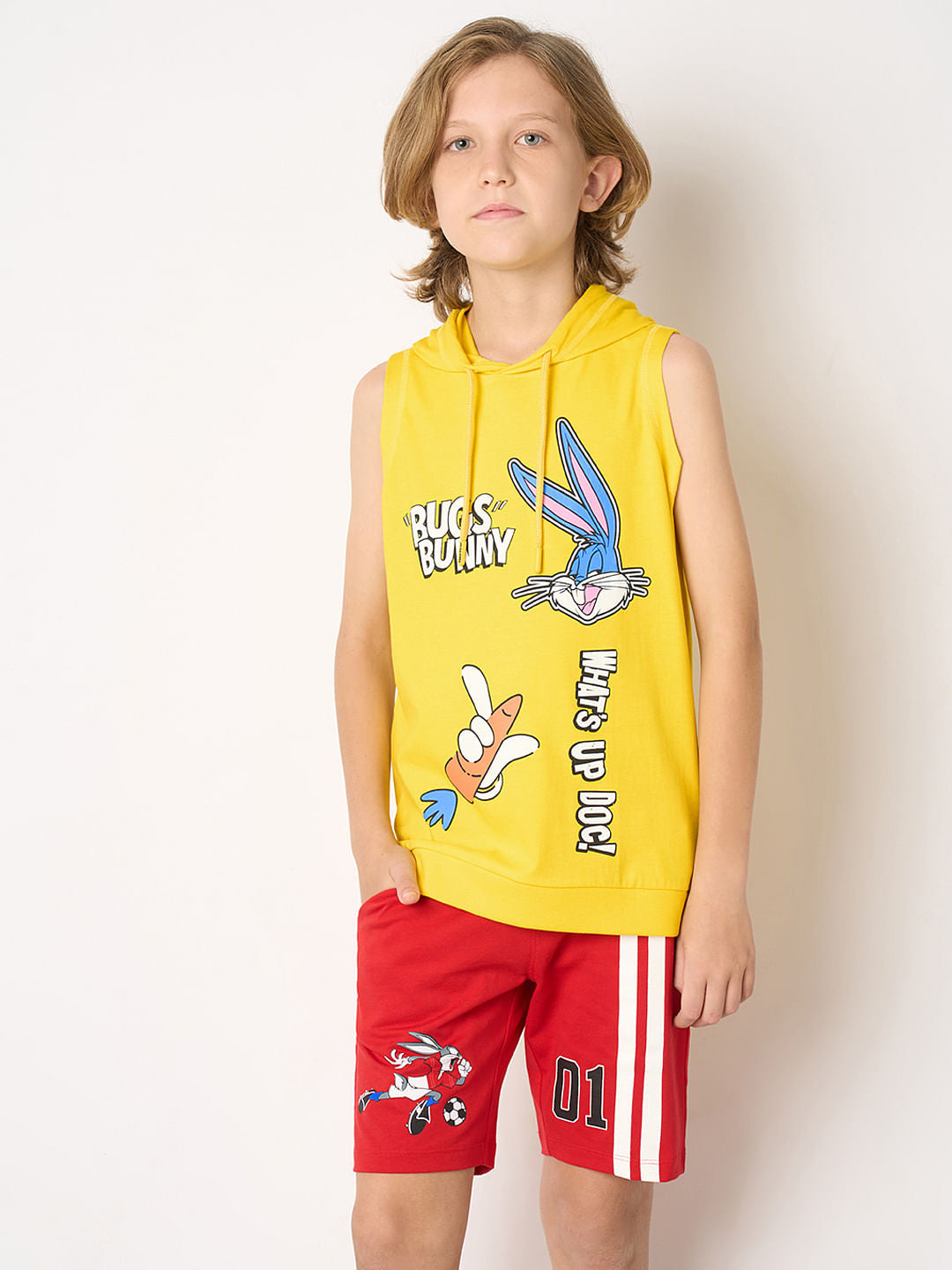 Looney Tunes Yellow Bugs Bunny Hooded T-shirt