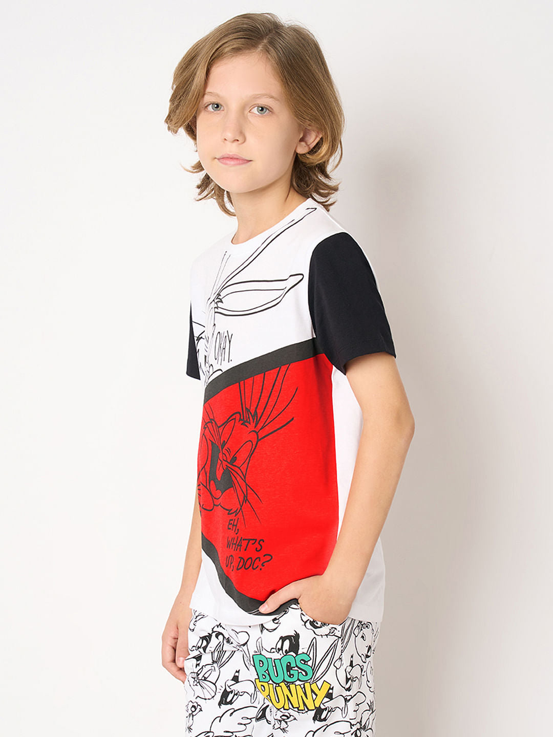 Looney Tunes White Bugs Bunny Colourblocked T-shirt