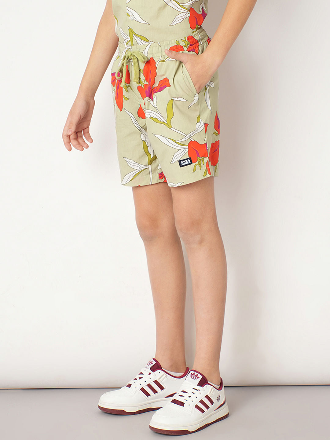 Boys Green Printed Co-ord Set Shorts
