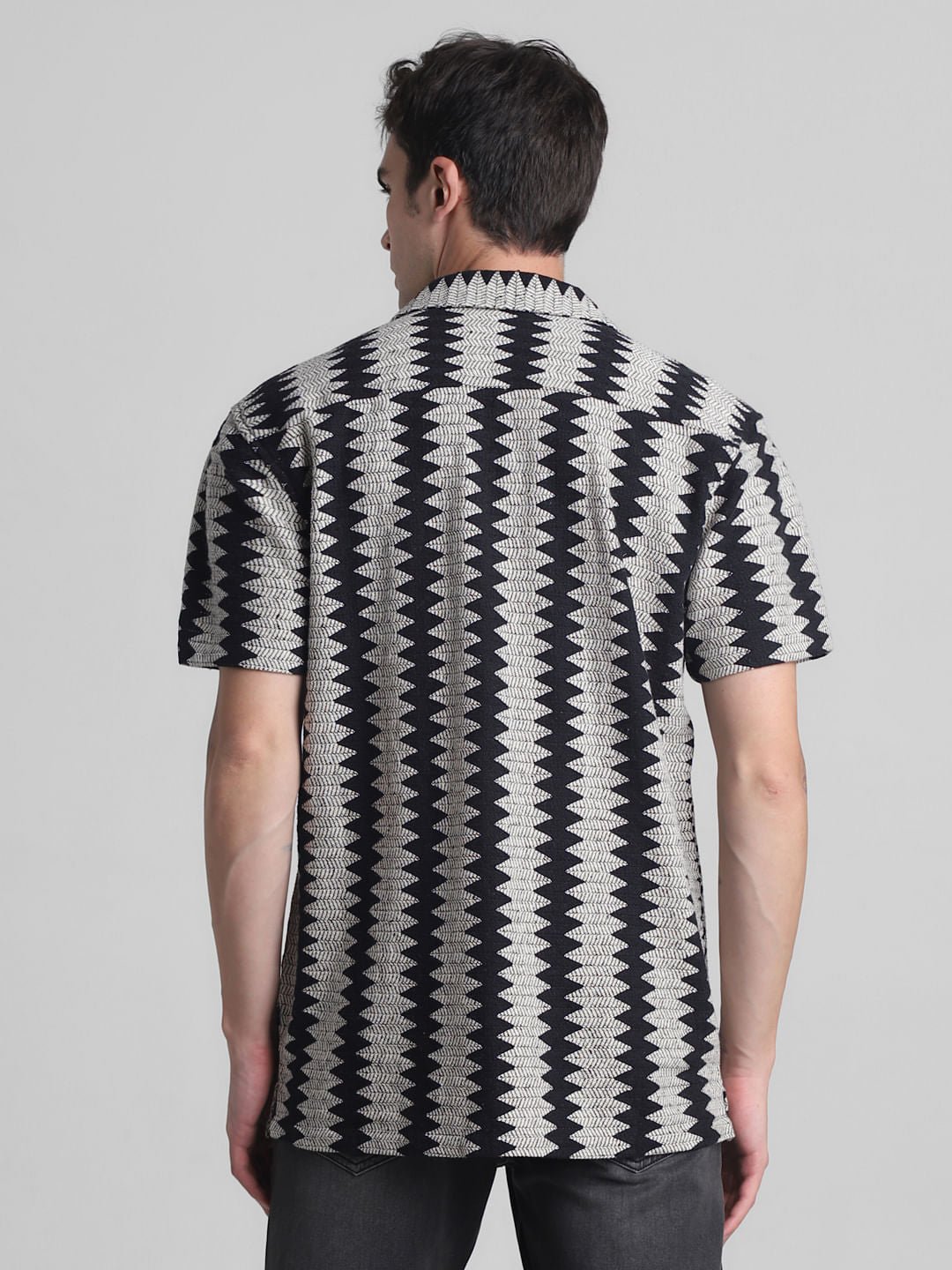 Black Printed Jacquard Shirt