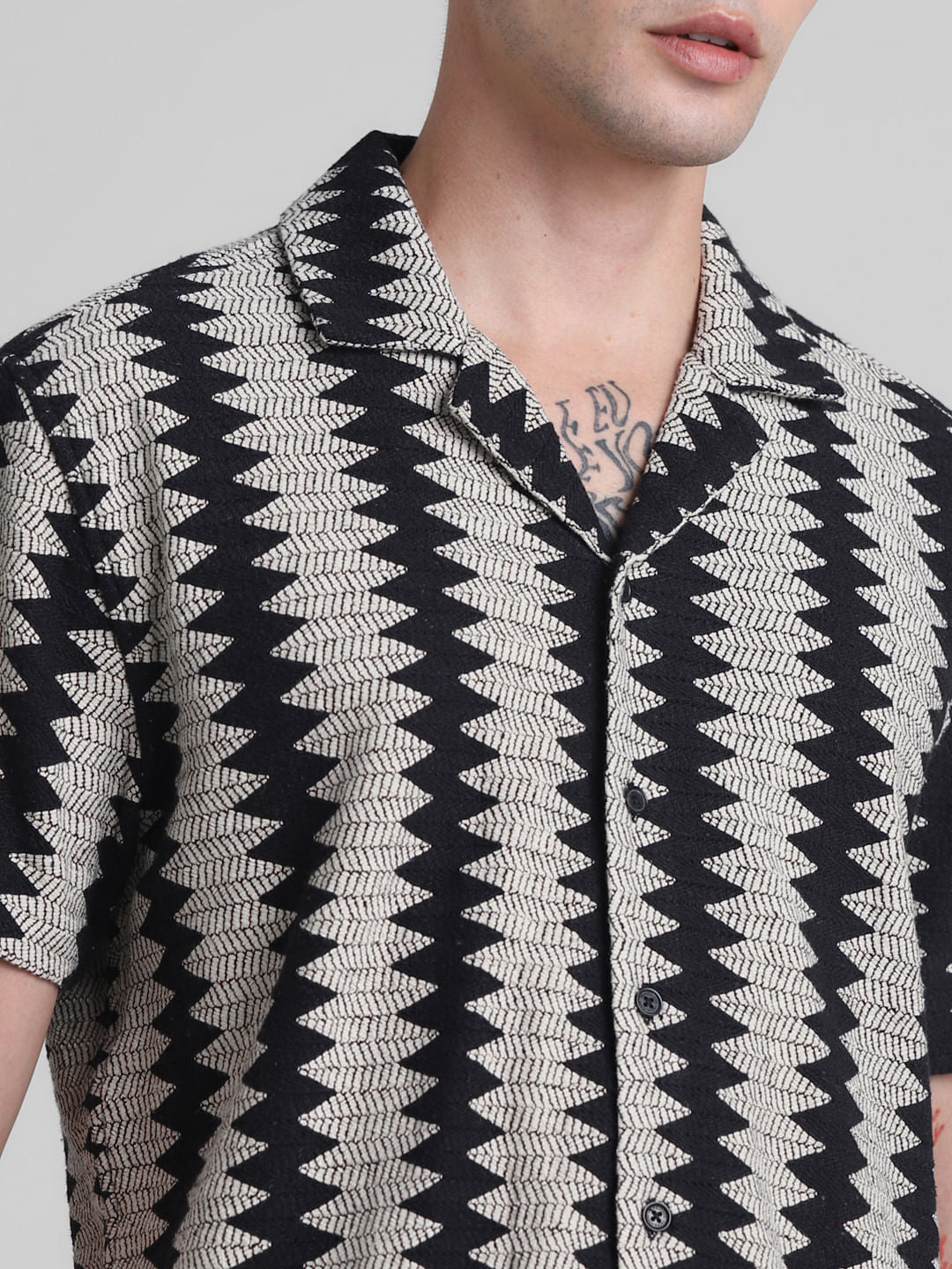 Black Printed Jacquard Shirt