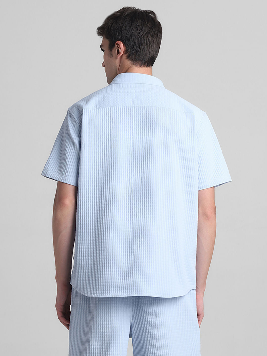 Blue Dobby Co-ord Set Shirt