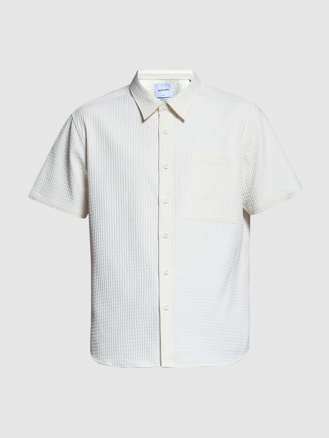 WHITE DOBBY CHECK SHIRT