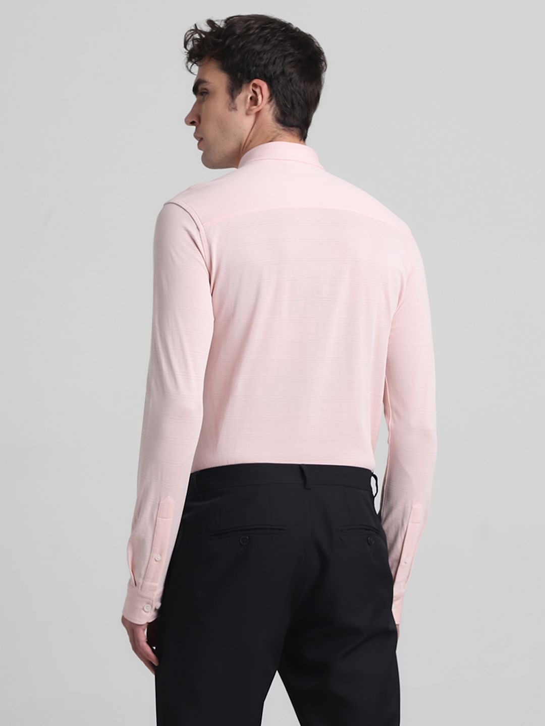 Light Pink Knitted Full Sleeves Shirt