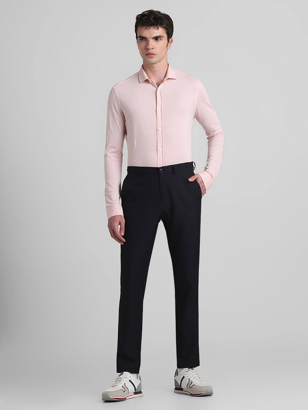 Light Pink Knitted Full Sleeves Shirt