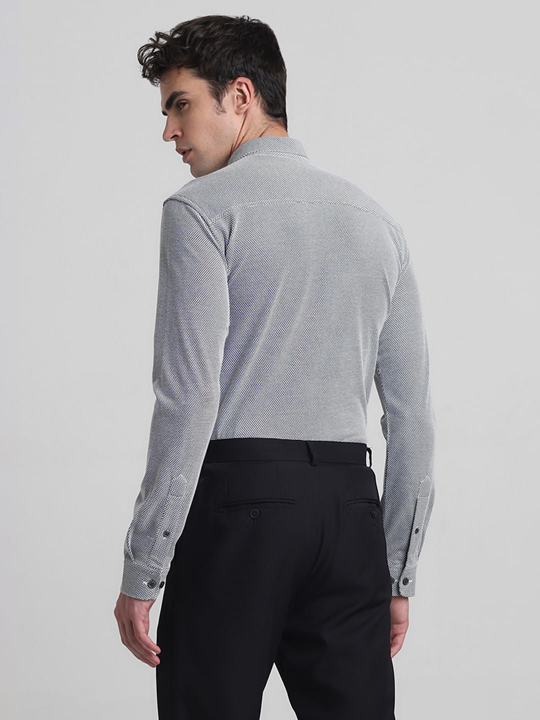 Black Dobby Full Sleeves Shirt